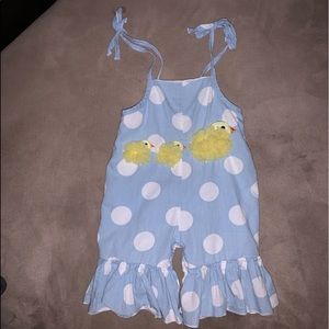 Mud Pie Polka Dot Ruffle Duck Romper
